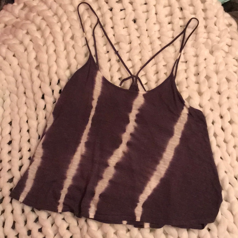 Gray tie die strappy tank top